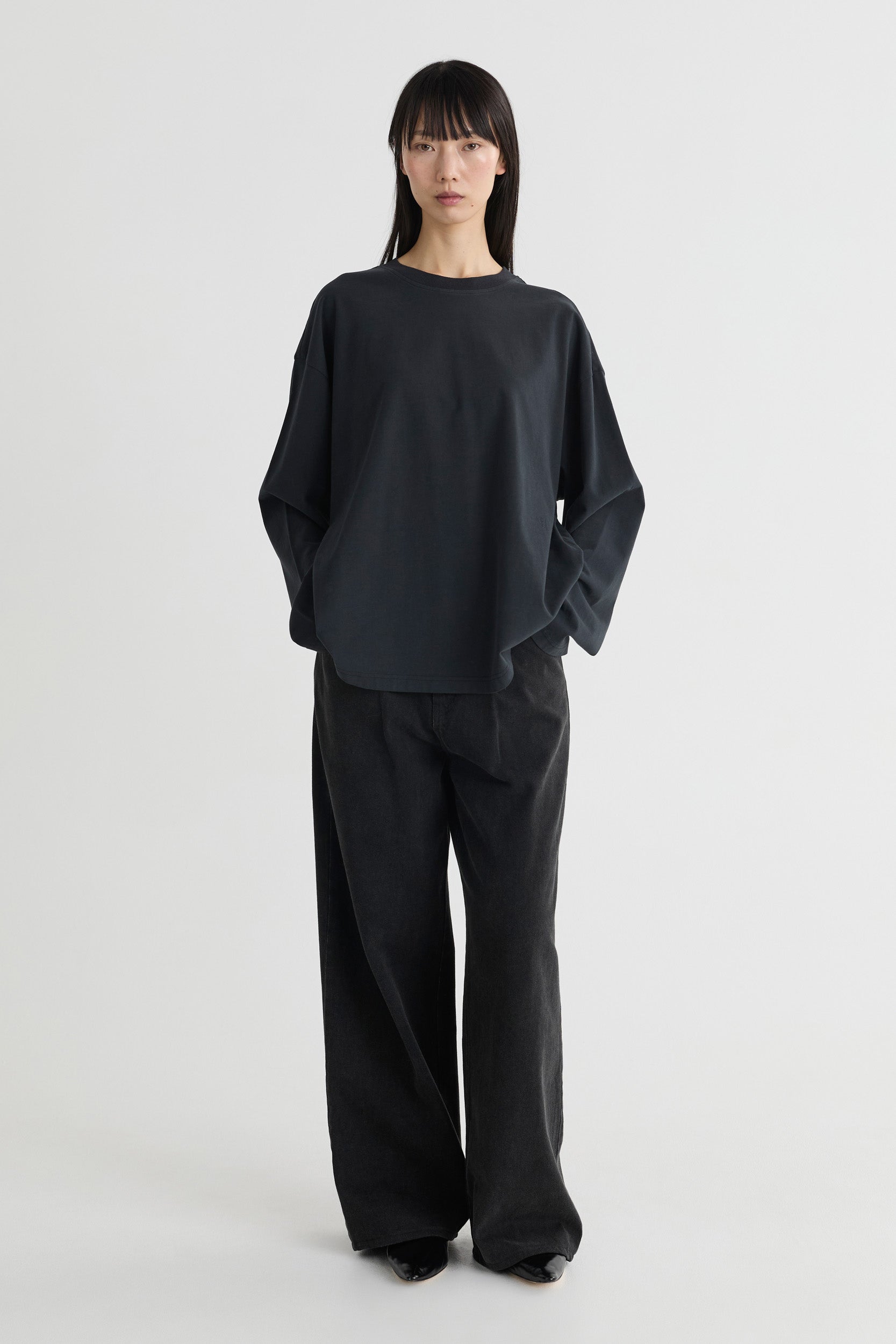 COTTON FRISE LONG SLEEVE PULLOVER/カットソー 300 GSM 'Black' Long Sleeves – Freeze Studios