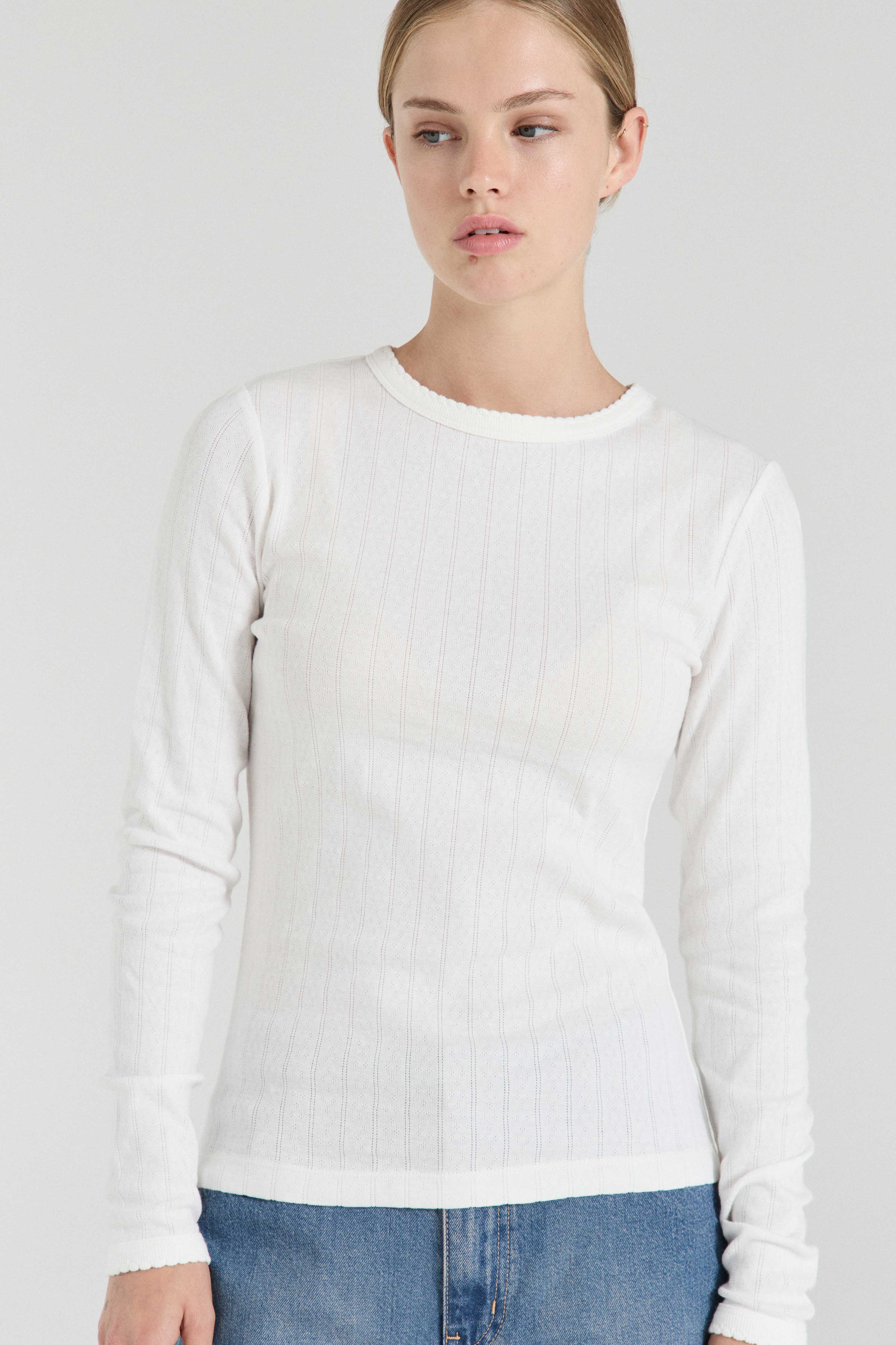 The Pointelle Long Sleeve Top